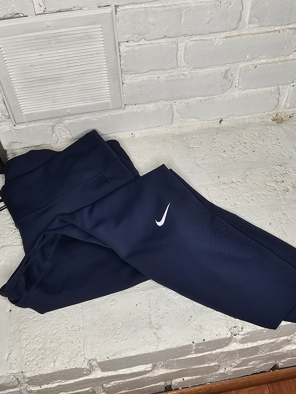 Nike Navy Athletic Leggings with White Swoosh